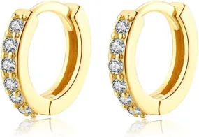 Cubic Zirconia Pave Cz Hoop Earrings Huggie Tiny Mini Small for Cartilage Sterling Silver Gold Plated 11mm 9mm 8mm 7mm Hoop Earrings