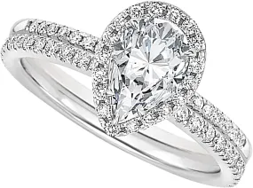 Cubic Zirconia Solitaire Promise Engagement Rings for Women Silver Wedding Band Teardrop shape Bridal Rings Sets
