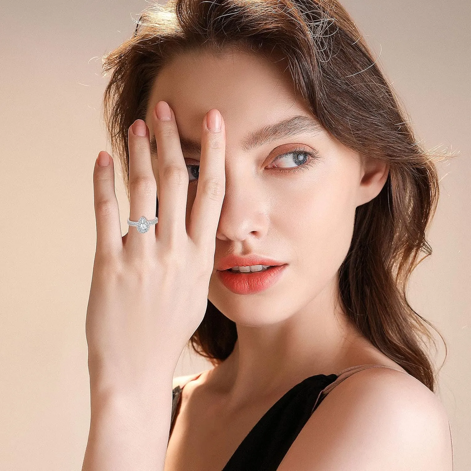 Cubic Zirconia Solitaire Promise Engagement Rings for Women Silver Wedding Band Teardrop shape Bridal Rings Sets