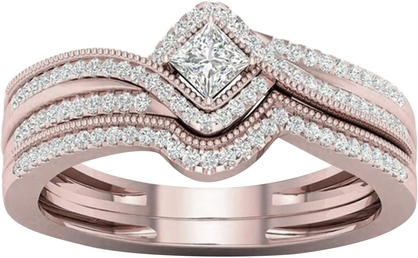 Cushion Cubic Zirconia Engagement Wedding Bridal Ring Set for Women Propose Ring Set Fashion 925 Silver Rings