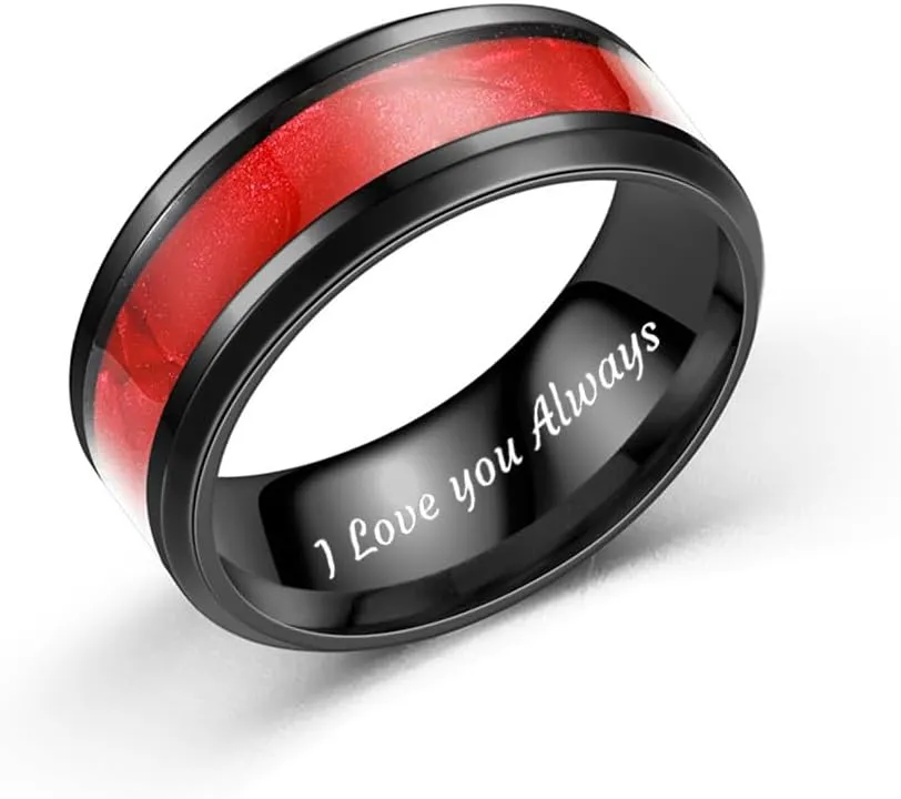 Custom Couple Rings Matching Engagement Rings Him and Her Engravable Promise Rings for Men and Women Wedding Anniversary Bands Valentines Day Gifts for Wife Husband Jewelry