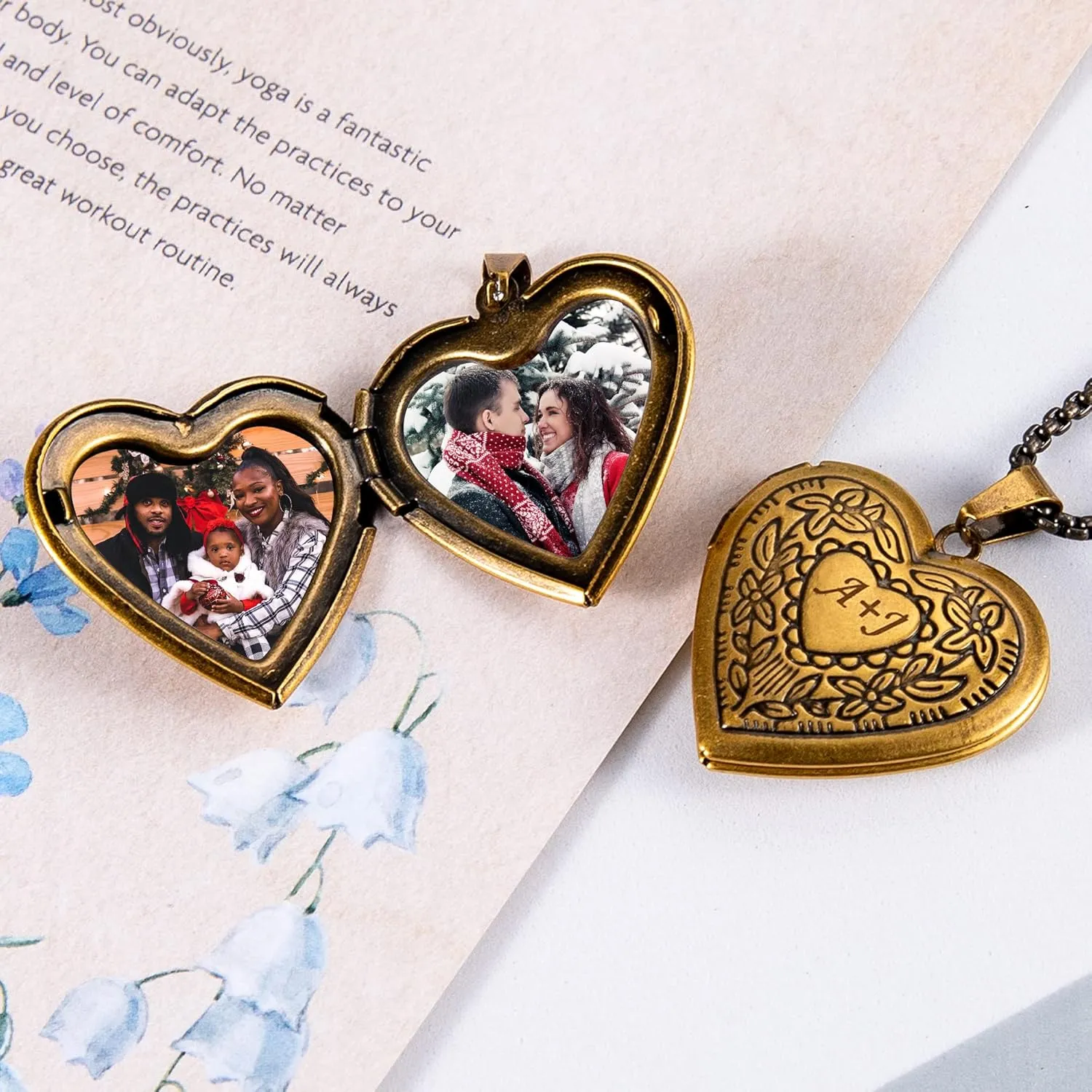 Custom Photo Heart Locket Necklace for Women, Personalized Memorial Locket Jewelry Gift for Mom Wife, Valentine's Day Birthday Anniversary