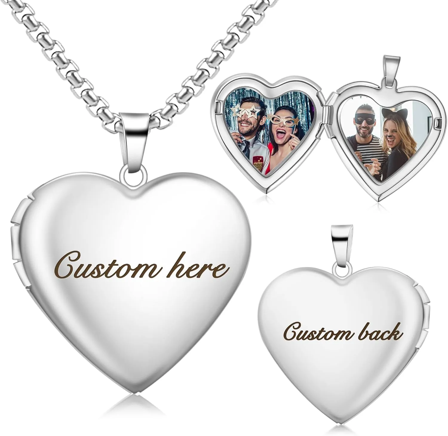 Custom Photo Heart Locket Necklace for Women, Personalized Memorial Locket Jewelry Gift for Mom Wife, Valentine's Day Birthday Anniversary