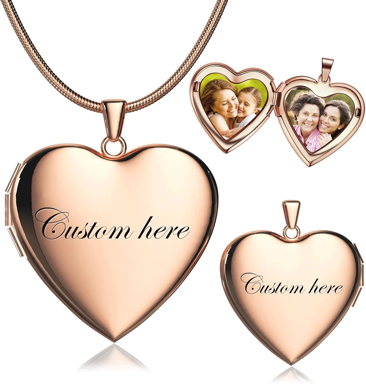 Custom Photo Heart Locket Necklace for Women, Personalized Memorial Locket Jewelry Gift for Mom Wife, Valentine's Day Birthday Anniversary