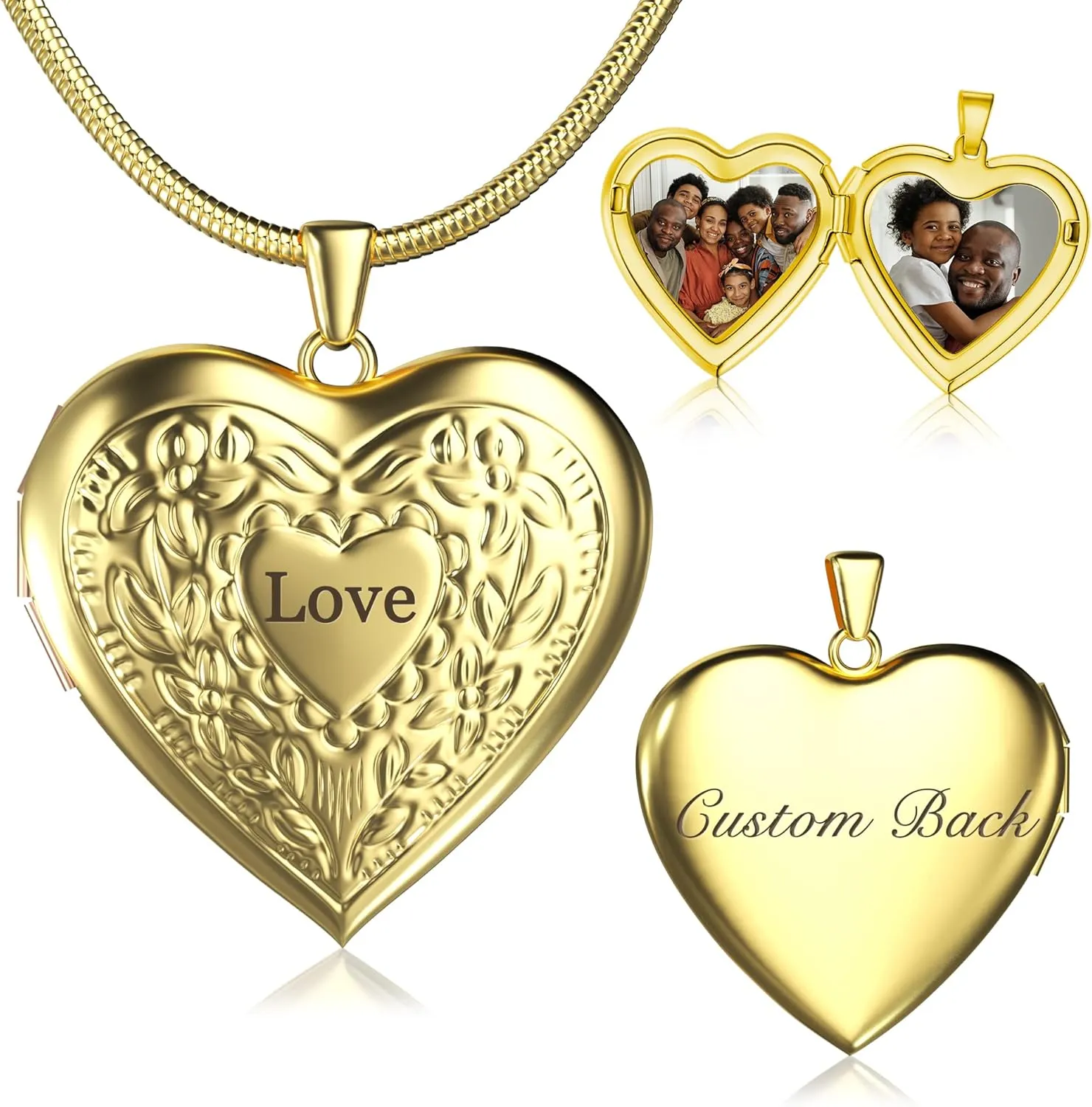 Custom Photo Heart Locket Necklace for Women, Personalized Memorial Locket Jewelry Gift for Mom Wife, Valentine's Day Birthday Anniversary
