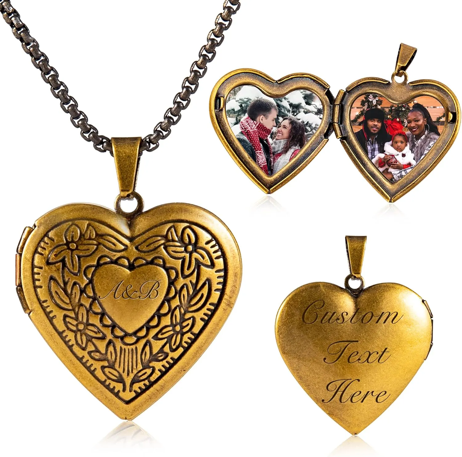 Custom Photo Heart Locket Necklace for Women, Personalized Memorial Locket Jewelry Gift for Mom Wife, Valentine's Day Birthday Anniversary