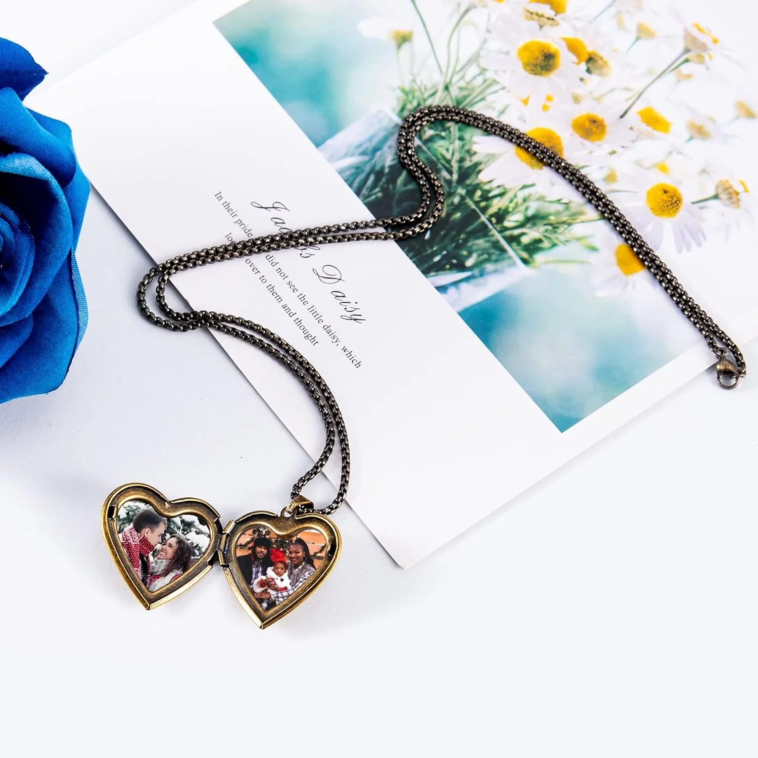 Custom Photo Heart Locket Necklace for Women, Personalized Memorial Locket Jewelry Gift for Mom Wife, Valentine's Day Birthday Anniversary