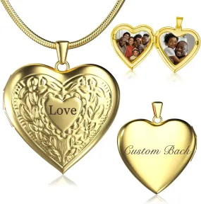 Custom Photo Heart Locket Necklace for Women, Personalized Memorial Locket Jewelry Gift for Mom Wife, Valentine's Day Birthday Anniversary