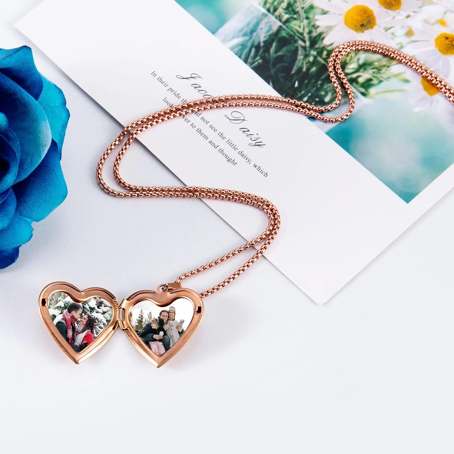 Custom Photo Heart Locket Necklace for Women, Personalized Memorial Locket Jewelry Gift for Mom Wife, Valentine's Day Birthday Anniversary
