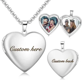 Custom Photo Heart Locket Necklace for Women, Personalized Memorial Locket Jewelry Gift for Mom Wife, Valentine's Day Birthday Anniversary