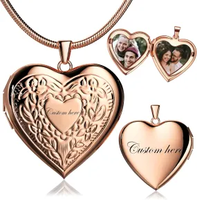 Custom Photo Heart Locket Necklace for Women, Personalized Memorial Locket Jewelry Gift for Mom Wife, Valentine's Day Birthday Anniversary