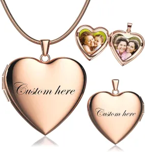 Custom Photo Heart Locket Necklace for Women, Personalized Memorial Locket Jewelry Gift for Mom Wife, Valentine's Day Birthday Anniversary