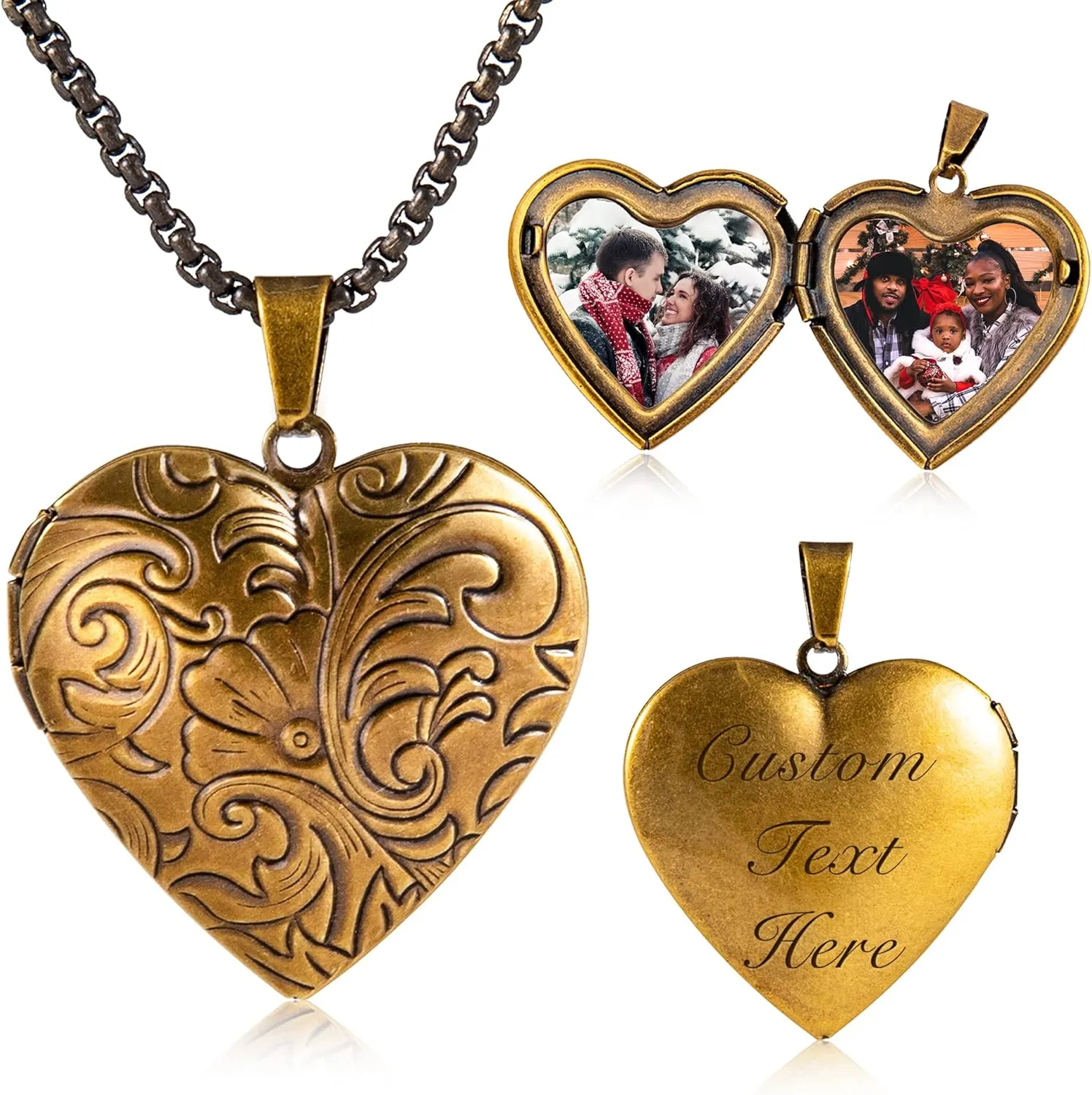 Custom Photo Heart Locket Necklace for Women, Personalized Memorial Locket Jewelry Gift for Mom Wife, Valentine's Day Birthday Anniversary