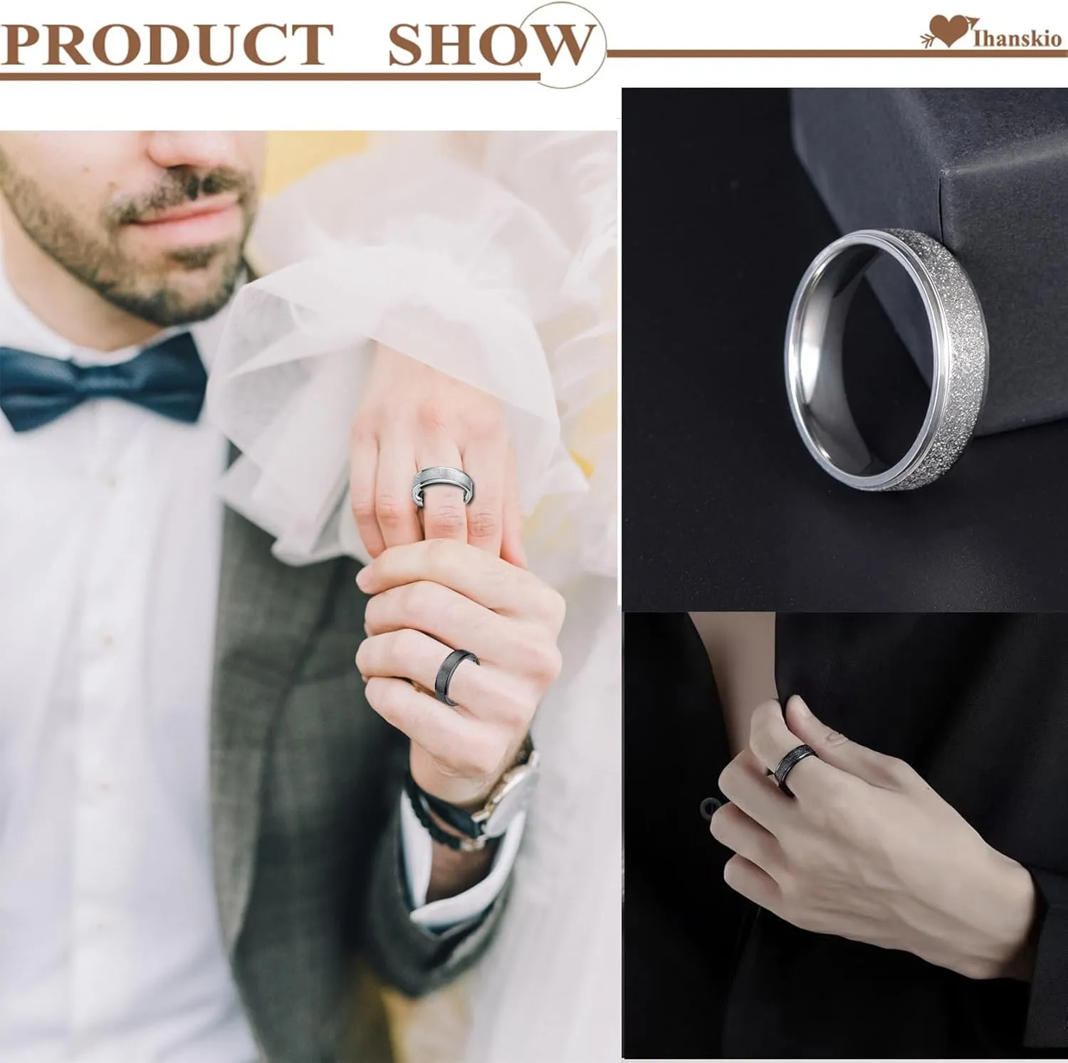 Customize Frosted Crown Couple Rings Matching Promise Ring Her King His Queen Engraved Matte Engagement Wedding Bands Anniversary Titanium Steel Black 6mm Personalized