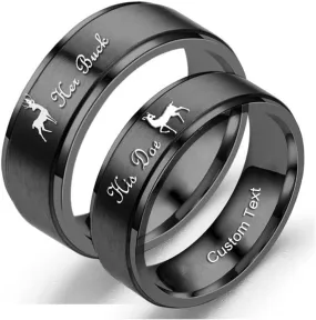 Customize Her Buck His Doe Elk Couples Rings Promise Ring Inside Can Engraved Band Rings Wedding Rings Titanium Stainless Steel 8mm 6mm 6-13#