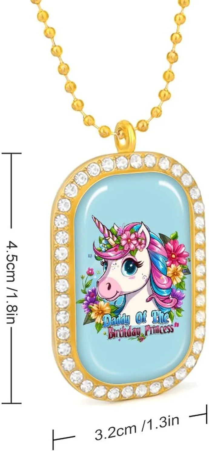 Daddy Of The Birthday Princess Un-icorn Necklace Personalized Pendant Necklace Jewelry Picture Pendant for Women Men