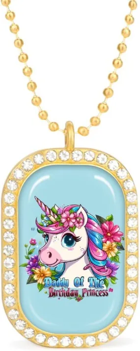 Daddy Of The Birthday Princess Un-icorn Necklace Personalized Pendant Necklace Jewelry Picture Pendant for Women Men