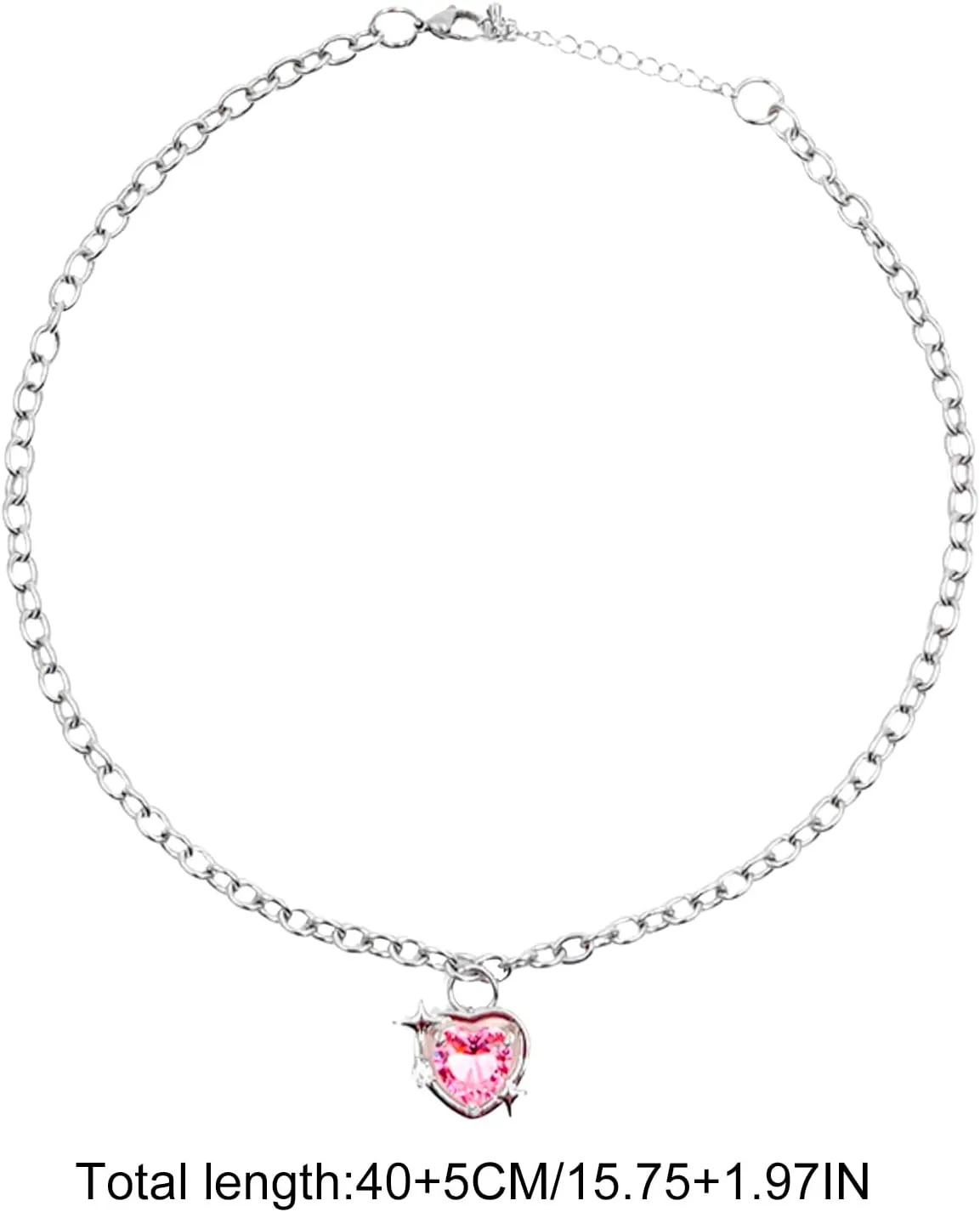 Dainty Choker Necklace for Women Peach Galaxy Love Necklace Women's Light Luxury Small High Grade Sense Lnlaid Zircon Collar Chain Paperclip Minimalist Chain Jewelry Gift (Pink, One Size)