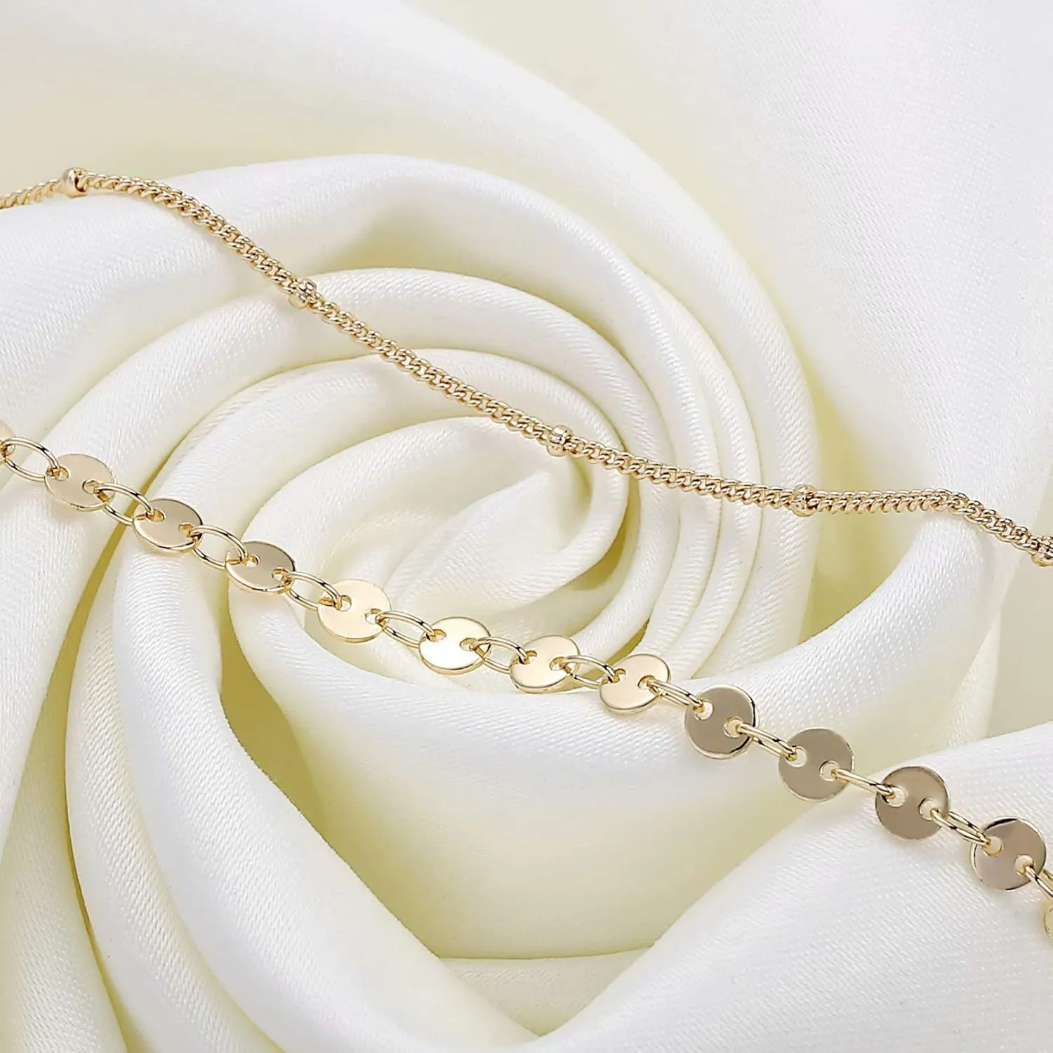 Dainty Gold Bracelets for Women, 14K Gold Plated Adjustable Layered Bracelet Cute Evil Eye Oval Chain Pearl Bar Turtle Gold Bracelets for Women Jewelry