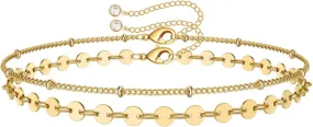 Dainty Gold Bracelets for Women, 14K Gold Plated Adjustable Layered Bracelet Cute Evil Eye Oval Chain Pearl Bar Turtle Gold Bracelets for Women Jewelry