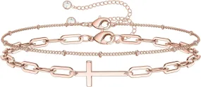 Dainty Gold Bracelets for Women, 14K Gold Plated Adjustable Layered Bracelet Cute Evil Eye Oval Chain Pearl Bar Turtle Gold Bracelets for Women Jewelry