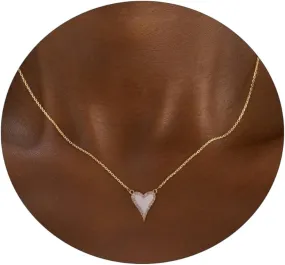 Dainty Heart Necklace for Women, 14k Gold Plated/Rose Gold/Silver Tiny Cute Heart Pendant Necklace Minimalist Choker CZ Necklace Jewelry Gifts for Women