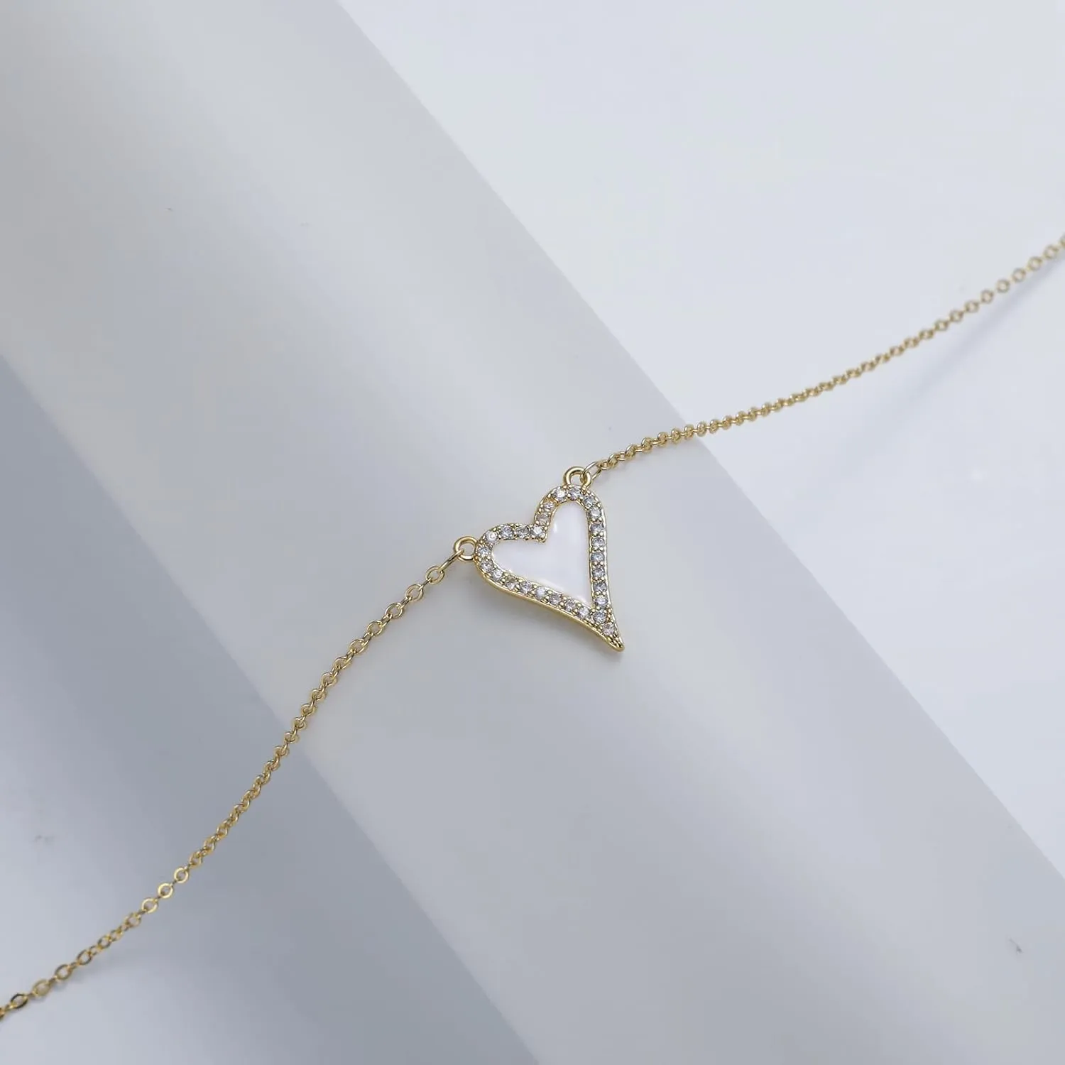 Dainty Heart Necklace for Women, 14k Gold Plated/Rose Gold/Silver Tiny Cute Heart Pendant Necklace Minimalist Choker CZ Necklace Jewelry Gifts for Women
