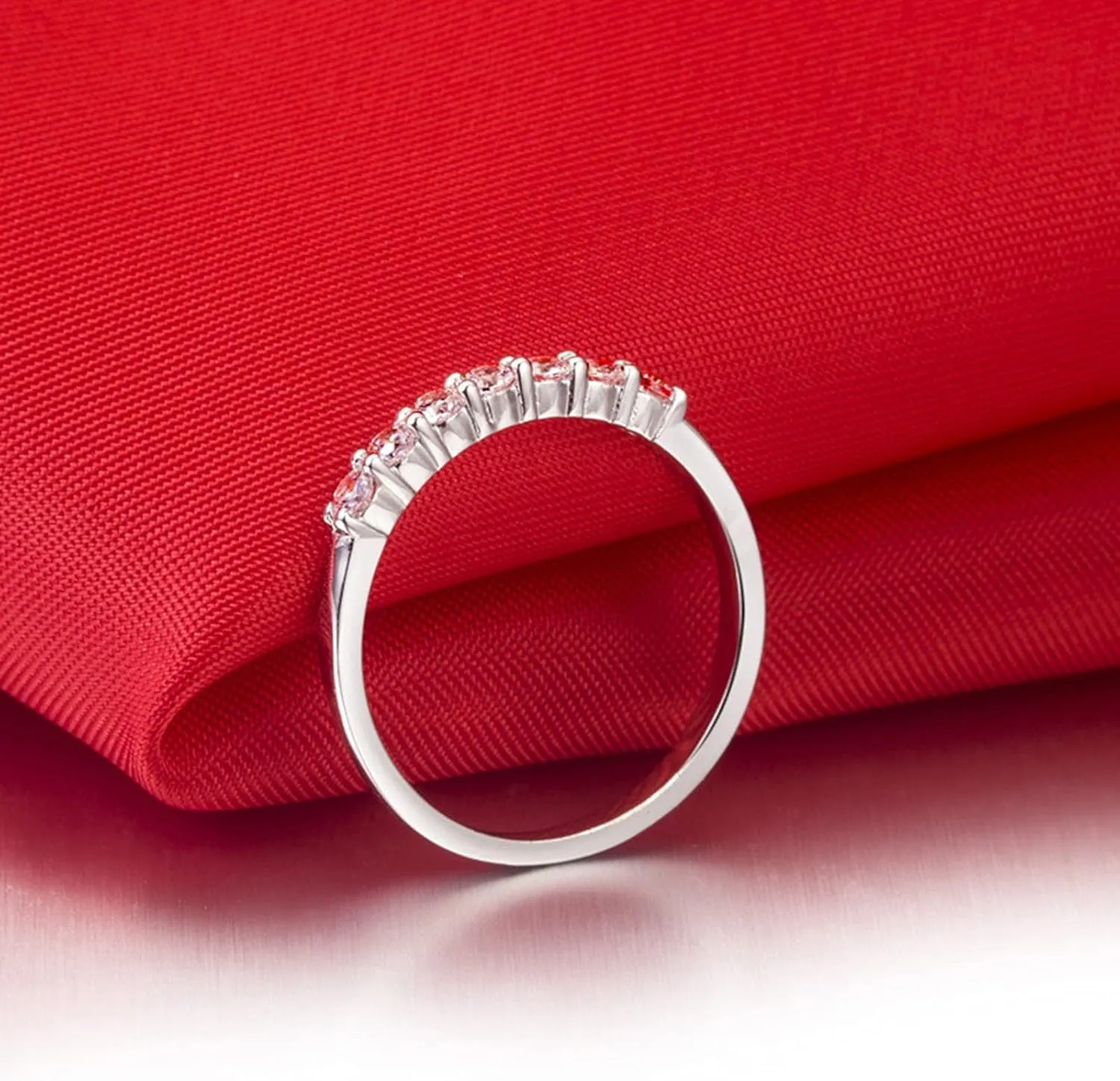Dainty Promise Ring for Couples Cubic Zirconia Stackable Ring 925 Silver Anniversary Wedding Rings Band for Women