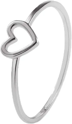 Dainty Tiny Gold Ring Heart Frame Ring, Gold Band, Yellow Gold, Love Heart Ring For Her