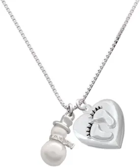 Delight Jewelry Imitation Pearl Snowman You are More Loved Baby Feet Heart Locket Necklace