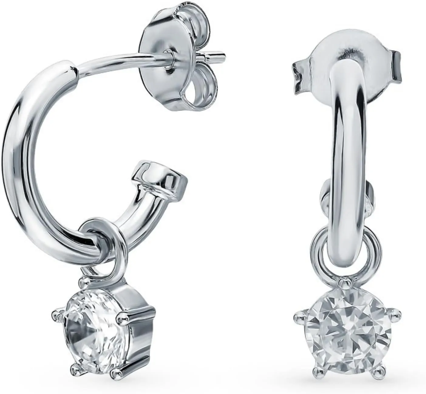 Diamond Dangle Earrings, 20mm Dangle Charm Stud, 14K Gold Diamond (0.80ct) Drop Earrings, Drop Hoop Stud, Gift For Har.