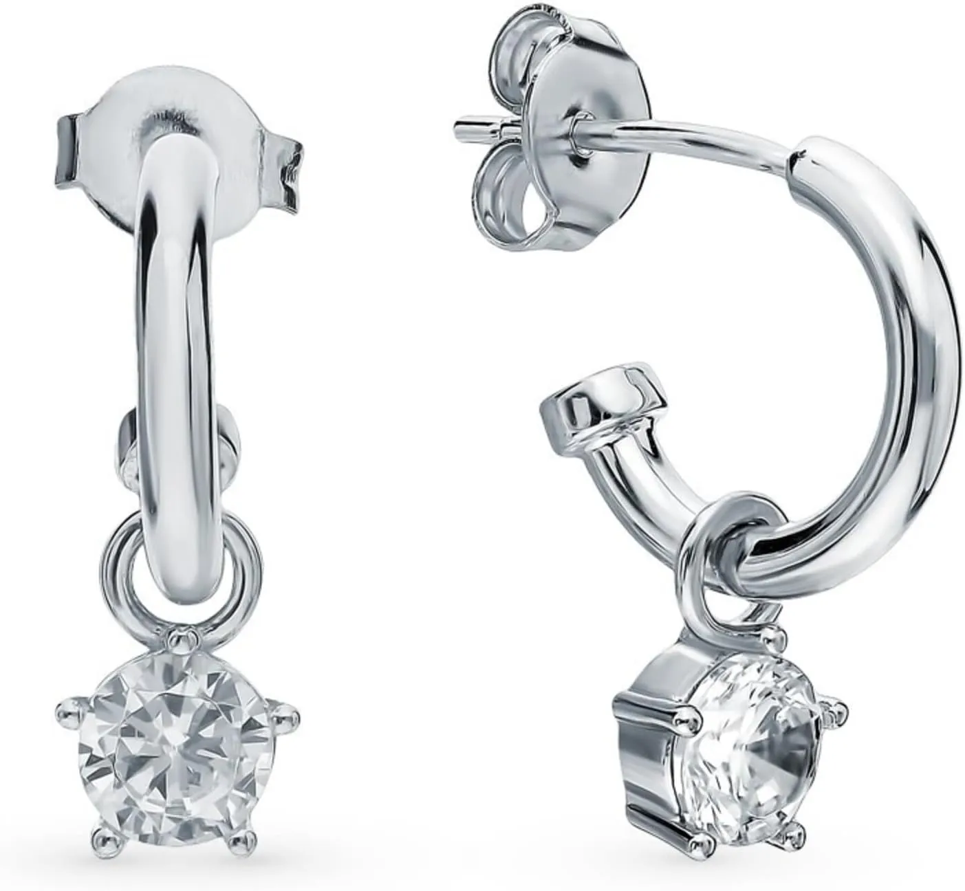 Diamond Dangle Earrings, 20mm Dangle Charm Stud, 14K Gold Diamond (0.80ct) Drop Earrings, Drop Hoop Stud, Gift For Har.