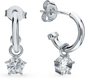 Diamond Dangle Earrings, 20mm Dangle Charm Stud, 14K Gold Diamond (0.80ct) Drop Earrings, Drop Hoop Stud, Gift For Har.