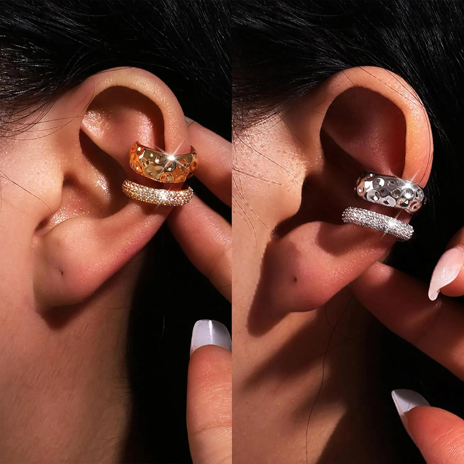 Ear Cuff Earrings for Women Chunky Gold Ear Cuff Silver Clip On Earrings Cartilage Earrings Huggie Hoop Earrings Wrap Ear Cuffs Non Pierced Jewelry
