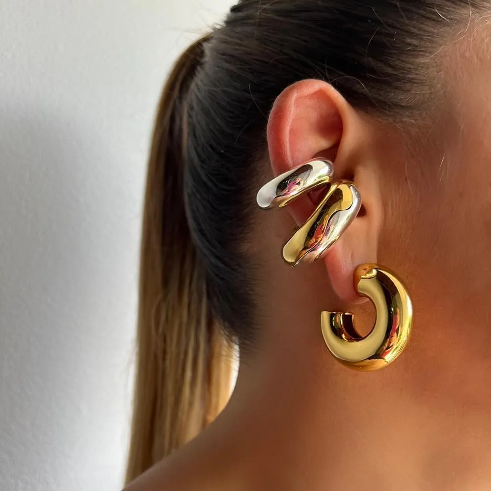 Ear Cuffs for Women Non Piercing 14K Gold Fake Ear Piercings Hypoallergenic Ear Cuffs Non Piercing Silver Sparkle Clip On Earrings Gold Cartilage Earring Ear Cuff Earrings for Women