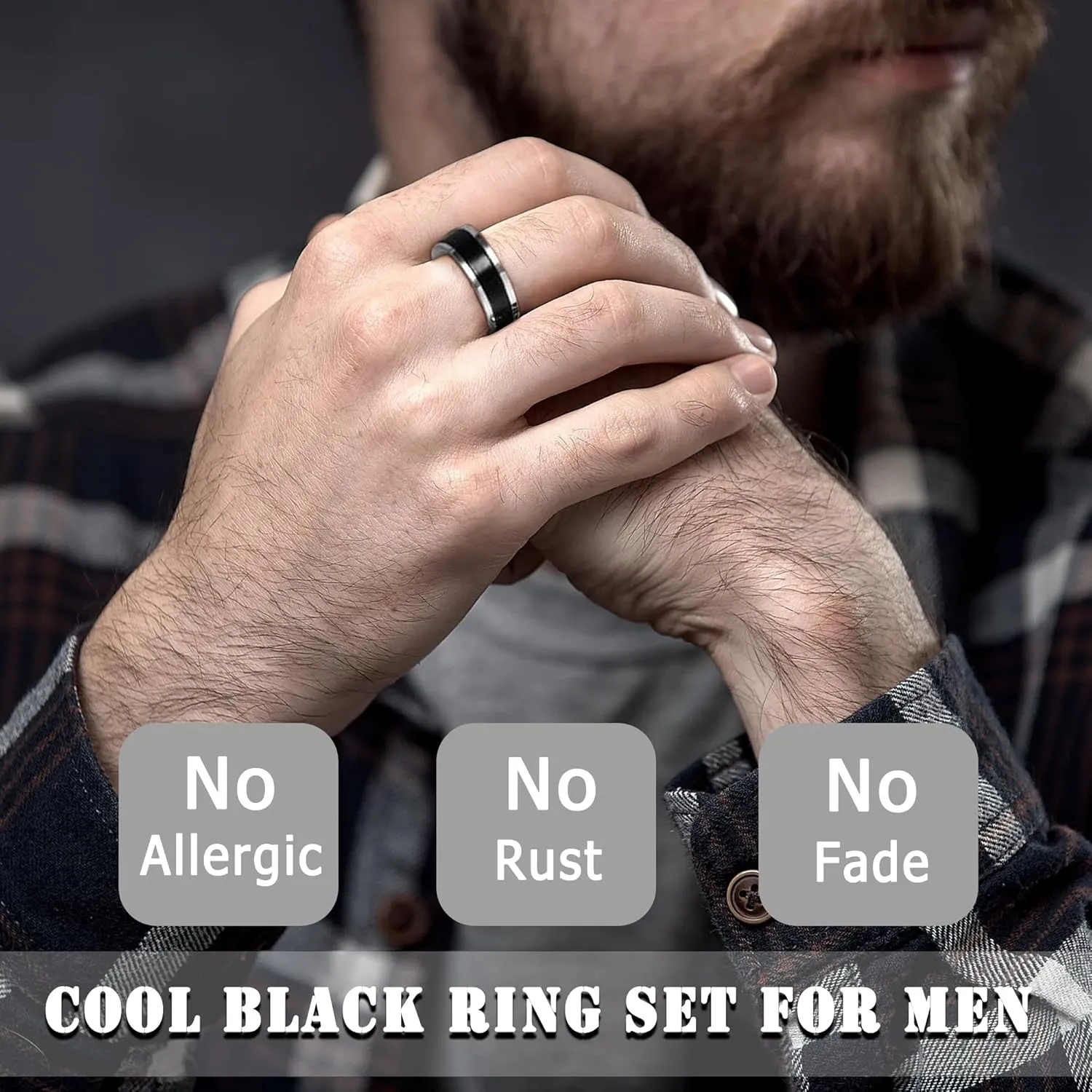 EIELO 8Pcs Stainless Steel Vintage Rings for Men Greek Signet Thumb Silver Retro Carving Celtic Band Rings Vintage Biker Band Rings Set Edge Mens Rings Jewelry