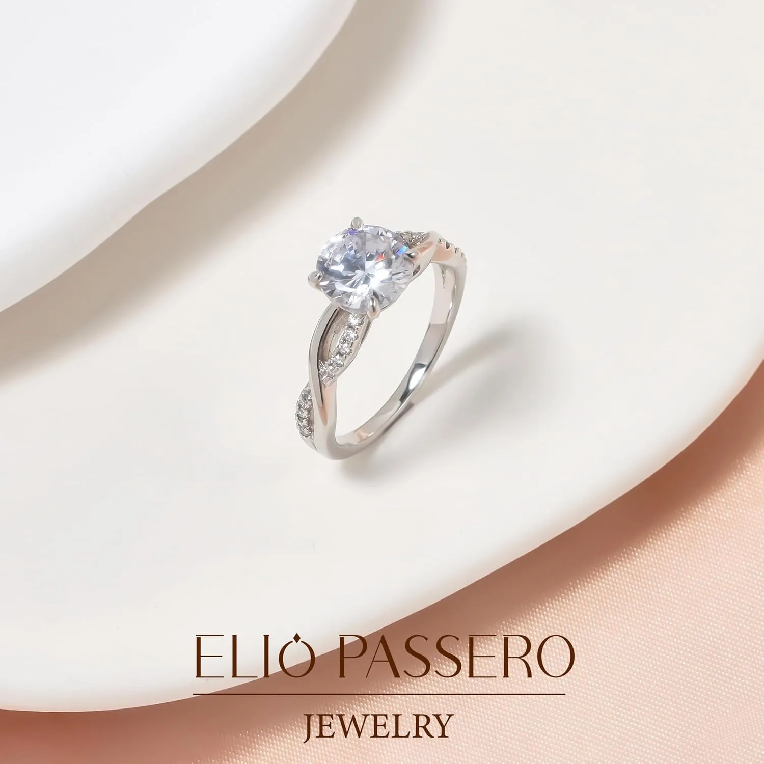 Engagement Rings for Women,925 Sterling Silver CZ Round Solitaire Engagement Ring with 18K Gold Plated,Promise Engagement Wedding Bands Couple Rings for Her 1.5/2/3/4/5CT