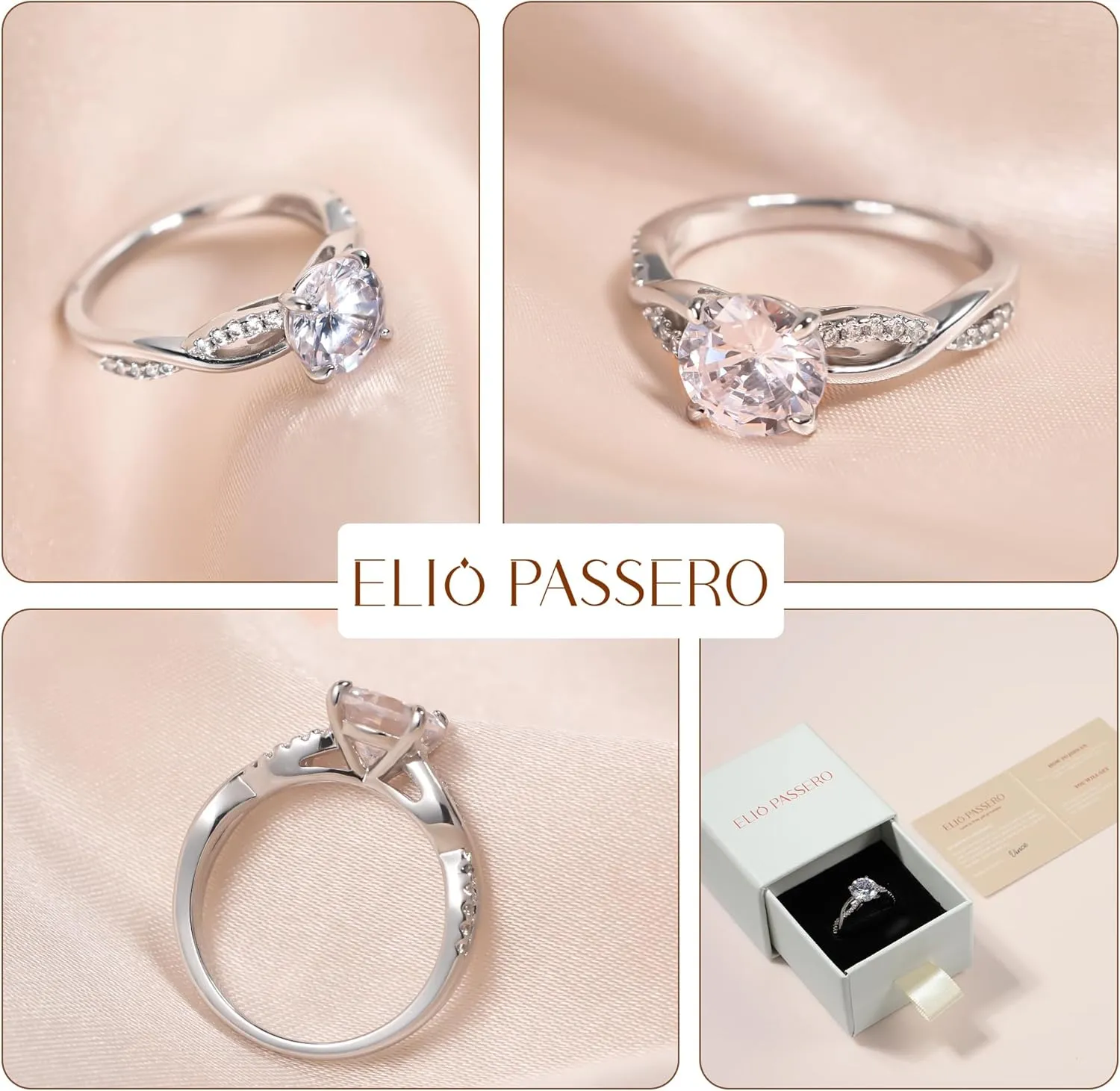Engagement Rings for Women,925 Sterling Silver CZ Round Solitaire Engagement Ring with 18K Gold Plated,Promise Engagement Wedding Bands Couple Rings for Her 1.5/2/3/4/5CT