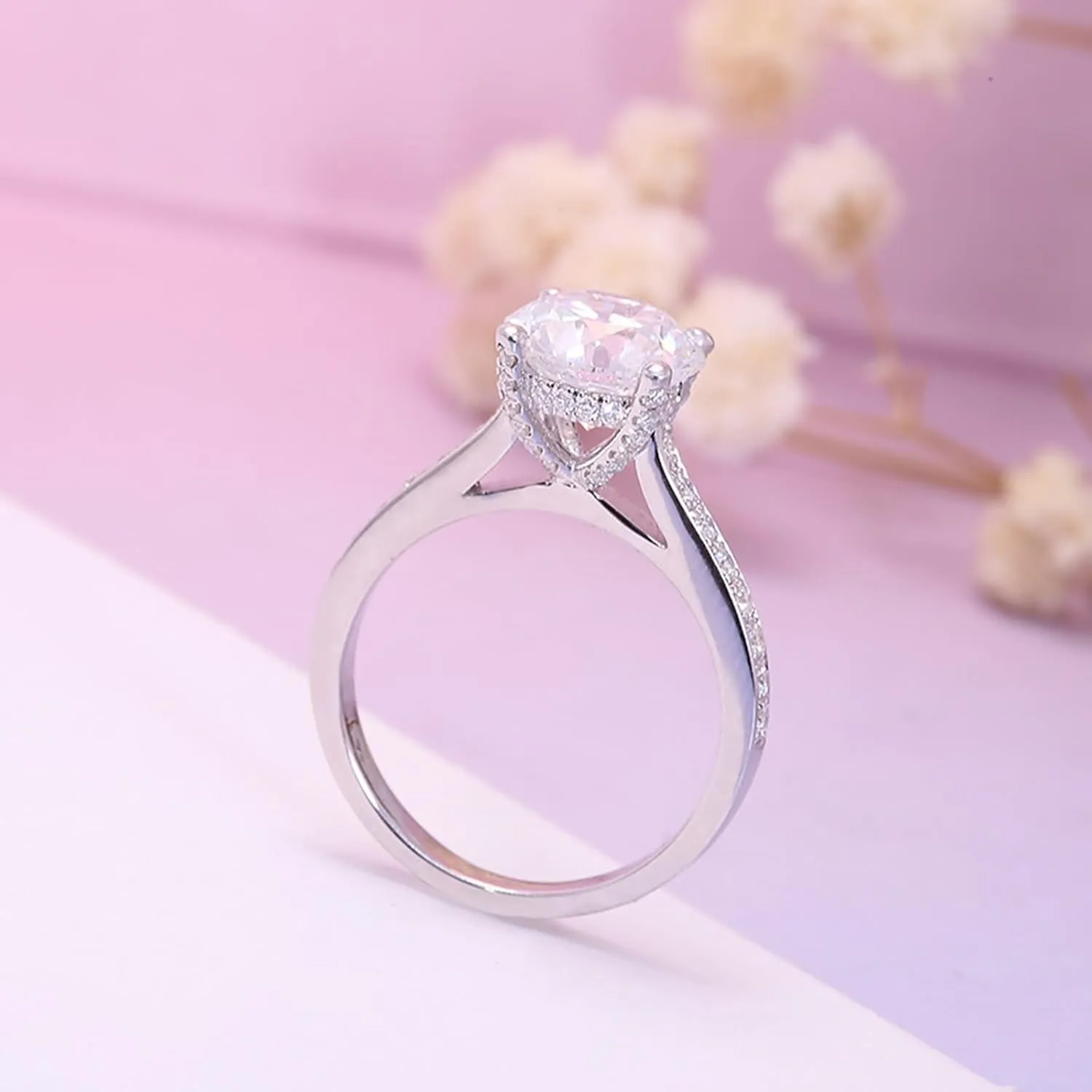 Engagement Rings Real, Moissanite Wedding Rings Moissanite Stackable Knuckle Ring for Women Anniversary Vintage Engagement Rings