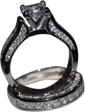 Engagements Rings Bridal Rings Sets Wedding Bands for Women Cubic Zirconia CZ Promise Rings for her 925 Silver
