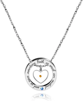 Engraved 'Faith As Small As A Mustard Seed Can Move Mountains' Round Circle Necklace Stainless Steel Christian Gift for Men Women's Baptism Communion YA958
