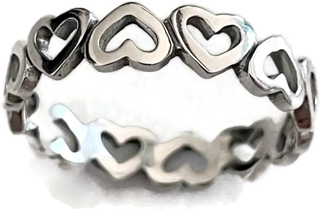 Eternity Sideway Heart Sterling Silver Ring, Promise Silver, Ring, Love Eternity Ring, Stackable Ring, Toe Ring, Silver Band, Pinky Ring, Midi Ring