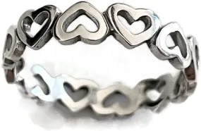 Eternity Sideway Heart Sterling Silver Ring, Promise Silver, Ring, Love Eternity Ring, Stackable Ring, Toe Ring, Silver Band, Pinky Ring, Midi Ring