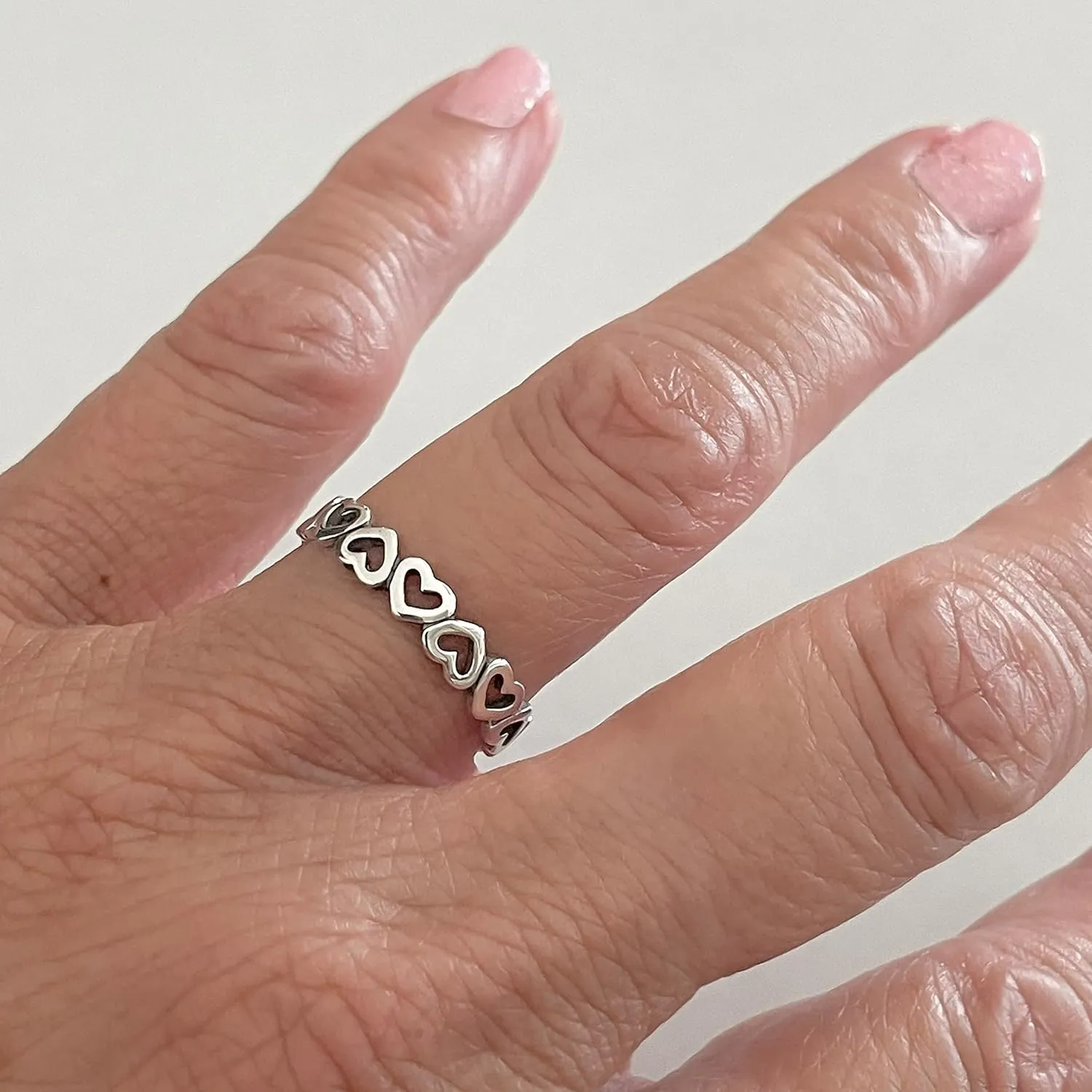 Eternity Sideway Heart Sterling Silver Ring, Promise Silver, Ring, Love Eternity Ring, Stackable Ring, Toe Ring, Silver Band, Pinky Ring, Midi Ring