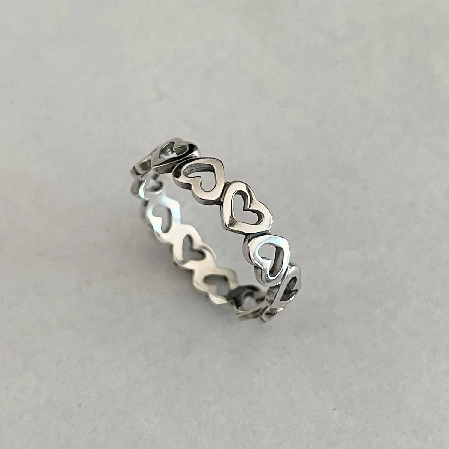 Eternity Sideway Heart Sterling Silver Ring, Promise Silver, Ring, Love Eternity Ring, Stackable Ring, Toe Ring, Silver Band, Pinky Ring, Midi Ring