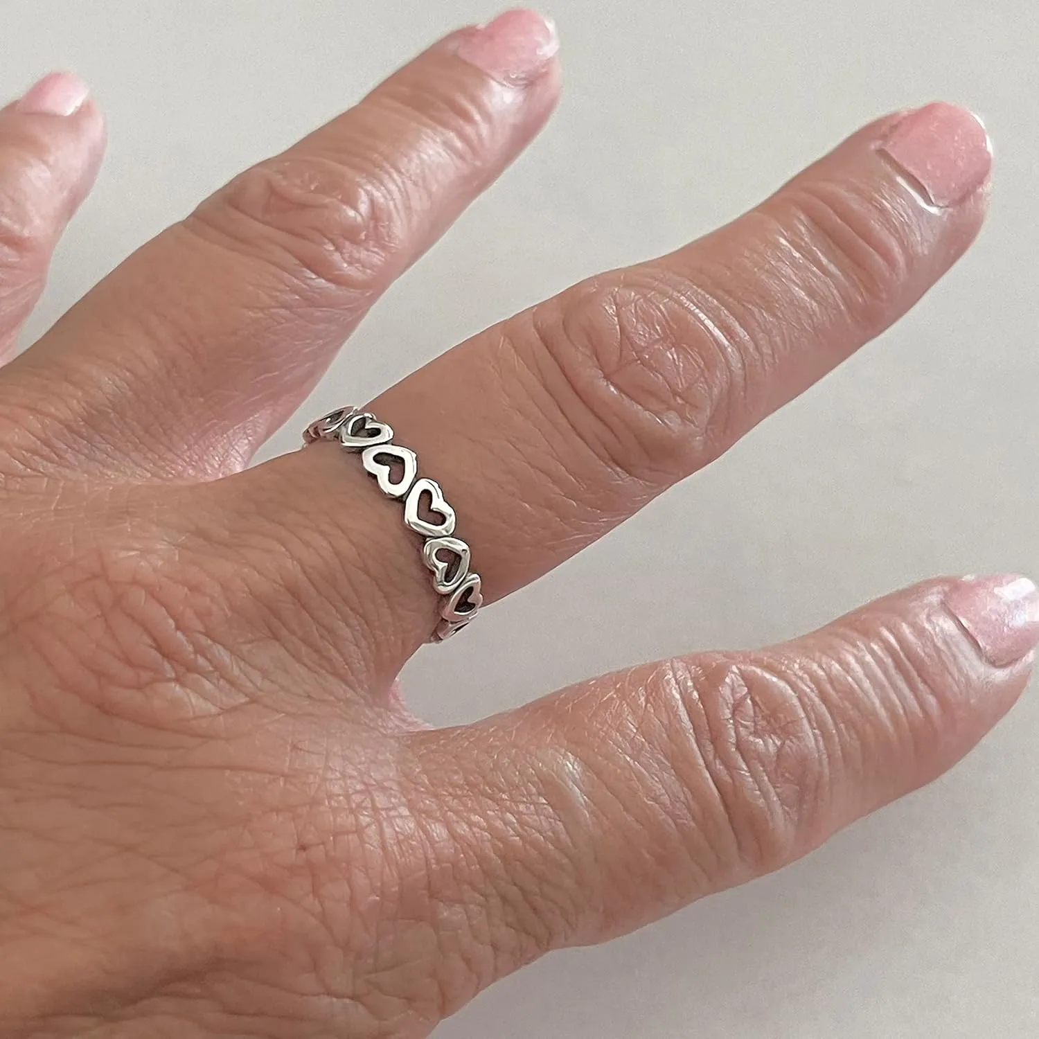 Eternity Sideway Heart Sterling Silver Ring, Promise Silver, Ring, Love Eternity Ring, Stackable Ring, Toe Ring, Silver Band, Pinky Ring, Midi Ring