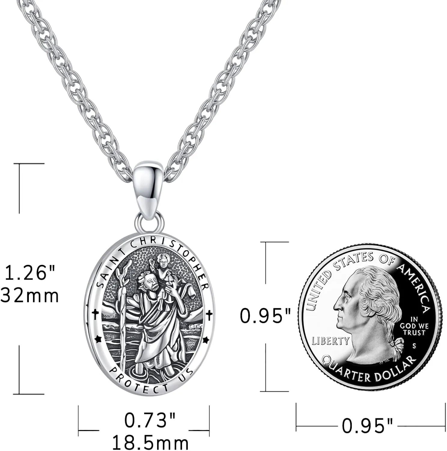 Eusense Saint Necklace Sterling Silver 925 Protection Jewelry for Men Women Patron St Medals Amulet Pendant