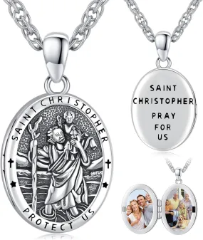 Eusense Saint Necklace Sterling Silver 925 Protection Jewelry for Men Women Patron St Medals Amulet Pendant