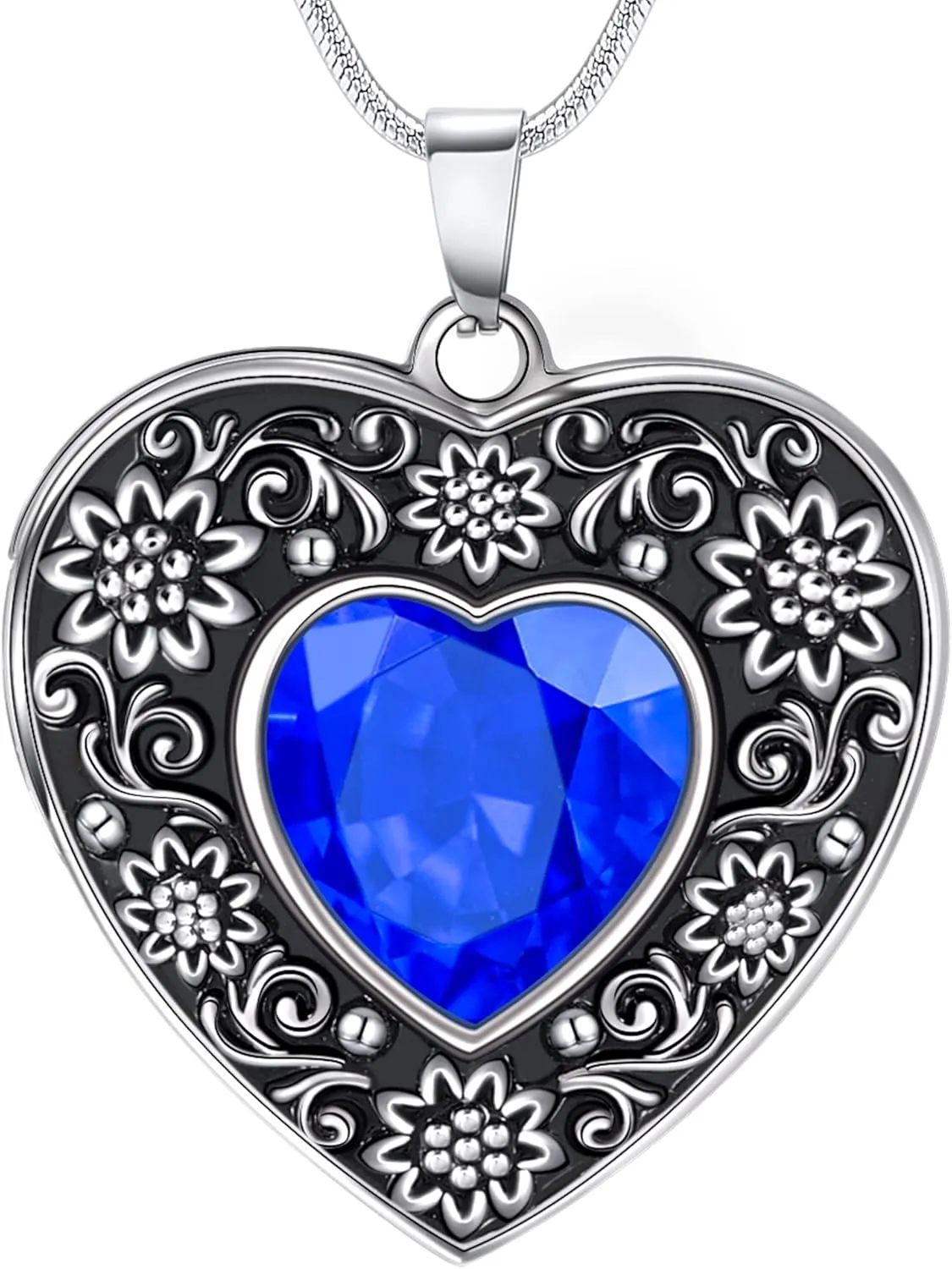 Fanery Sue Locket Necklace for Women, Heart Locket Silver Lockets Rose Sunflower Necklaces Custom Picture Pendant Jewerly Memorial Gifts for Mom Daughter