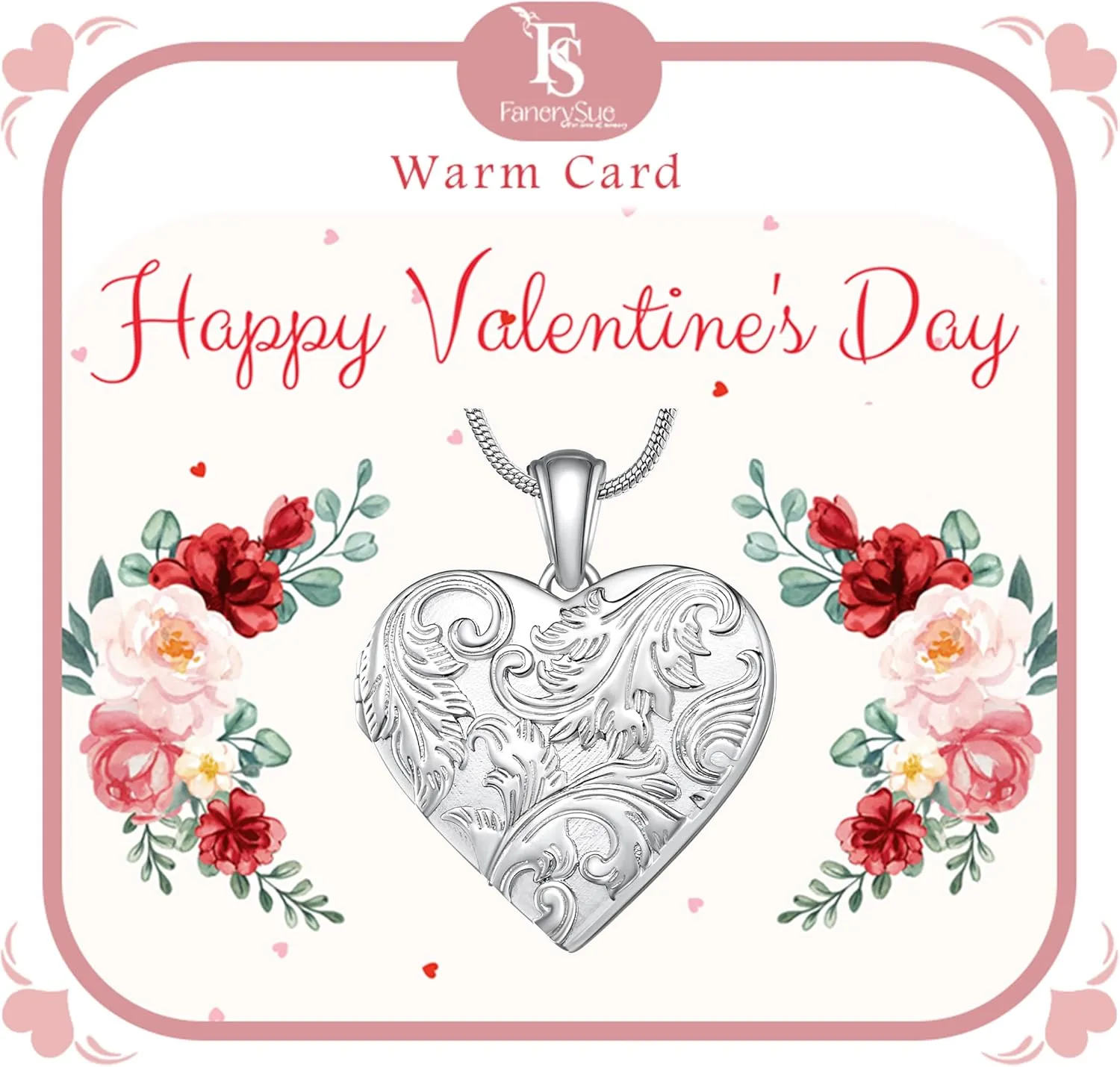 Fanery Sue Personalized Vintage Locket Necklace that Holds Pictures, Customized Picture Lockets Personalized Heart Locket Photo Memorial Jewelry Mothers Day Gifts for Women